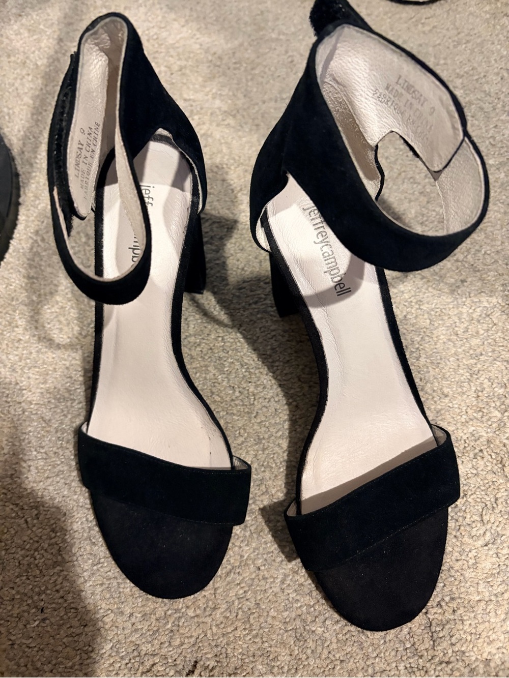 Jeffrey Campbell Black Suede Ankle-Strap Block Heel Sandals size 9